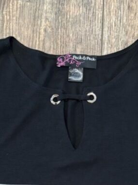 Peck & Peck Black Grommet-Trim V-Neck Tunic